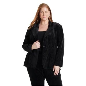 Ava & Viv Black Velvet‎ Metallic Pinstripe Blazer NWT Size 3X